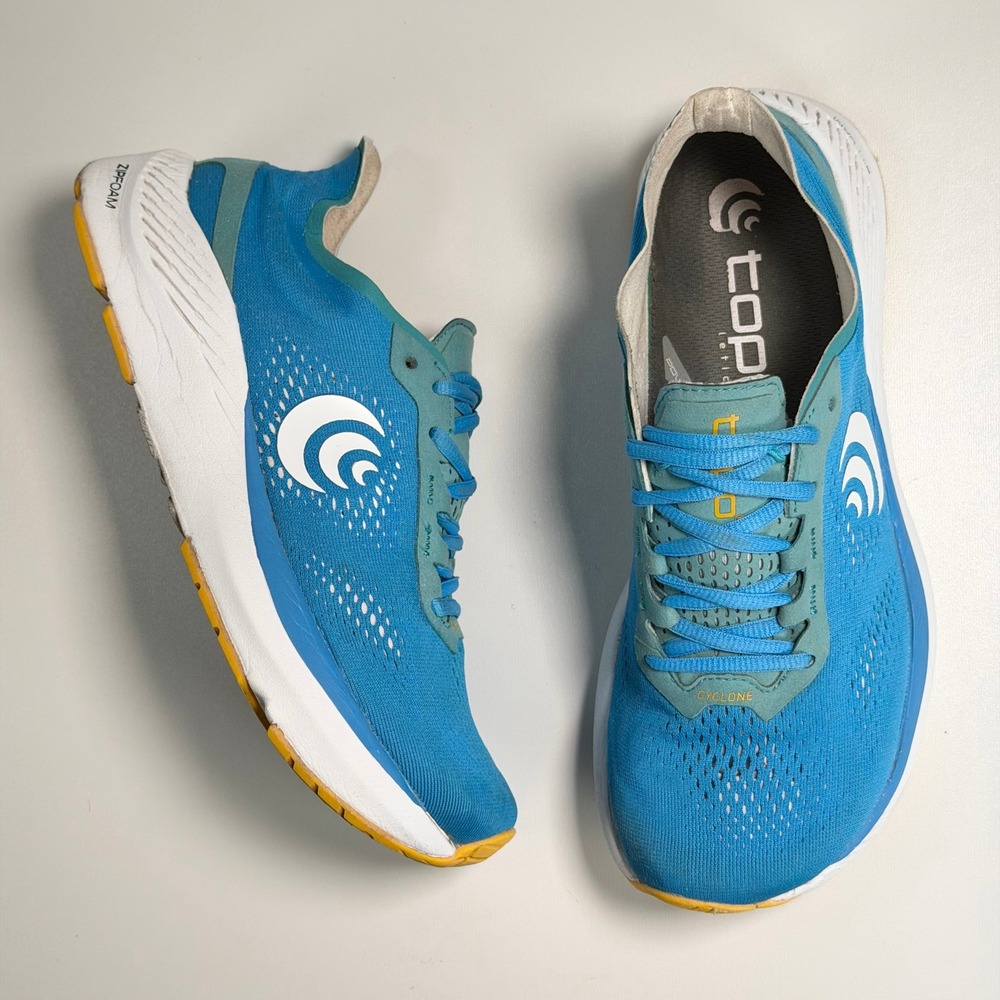 Topo Athletic‎ Cyclone Womens 7.5 Sky/Gold Cushion Comfort Road Running Shoes